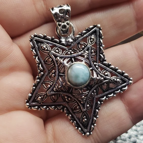 Larimar Star Pendant - Picture 3 of 4